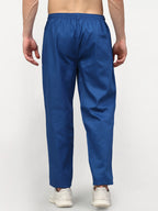 Jainish Men's Cotton Solid Track Pants - Blue | Grocsy