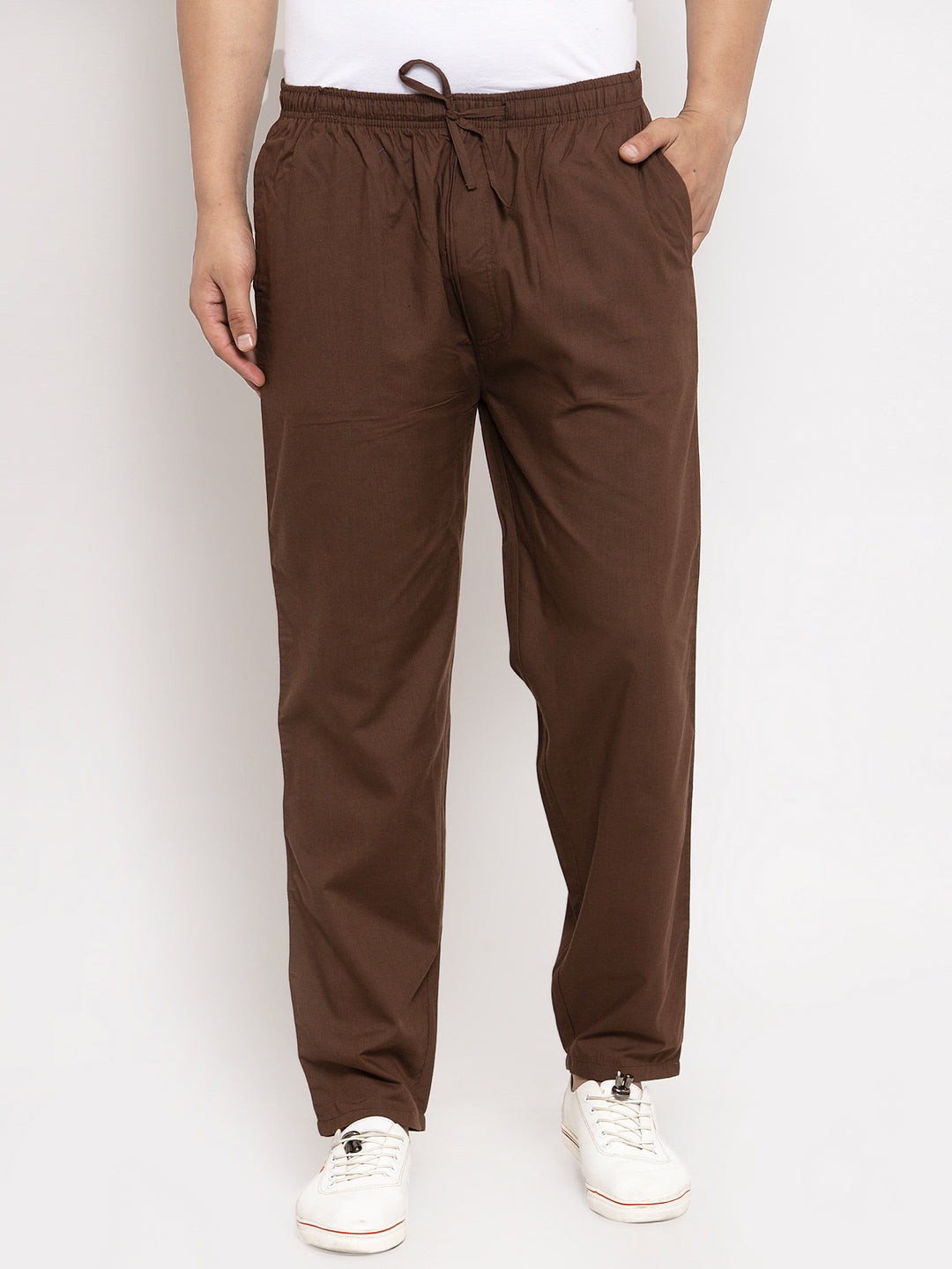 Jainish Men's Brown Solid Cotton Track Pants ( JOG 011Coffee ) | Grocsy
