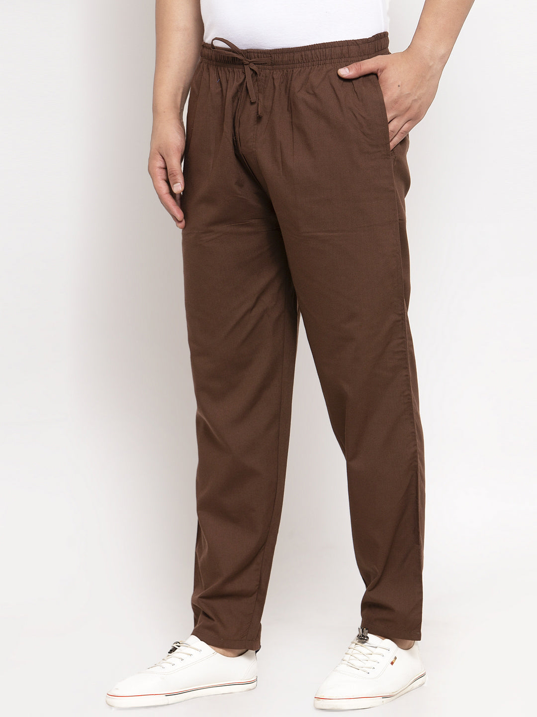Jainish Men's Brown Solid Cotton Track Pants ( JOG 011Coffee ) | Grocsy