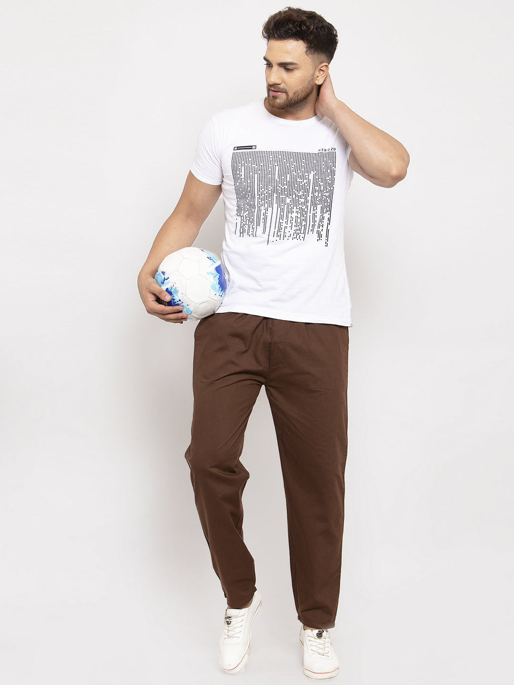 Jainish Men's Brown Solid Cotton Track Pants ( JOG 011Coffee ) | Grocsy