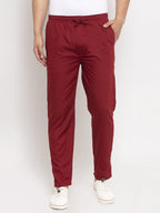 Jainish Men's Maroon Solid Cotton Track Pants ( JOG 011Maroon ) | Grocsy