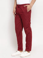 Jainish Men's Maroon Solid Cotton Track Pants ( JOG 011Maroon ) | Grocsy