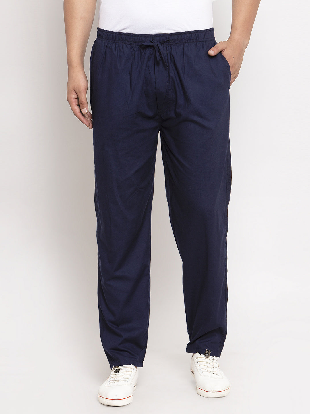 Jainish Men's Navy Blue Solid Cotton Track Pants ( JOG 011Navy ) | Grocsy