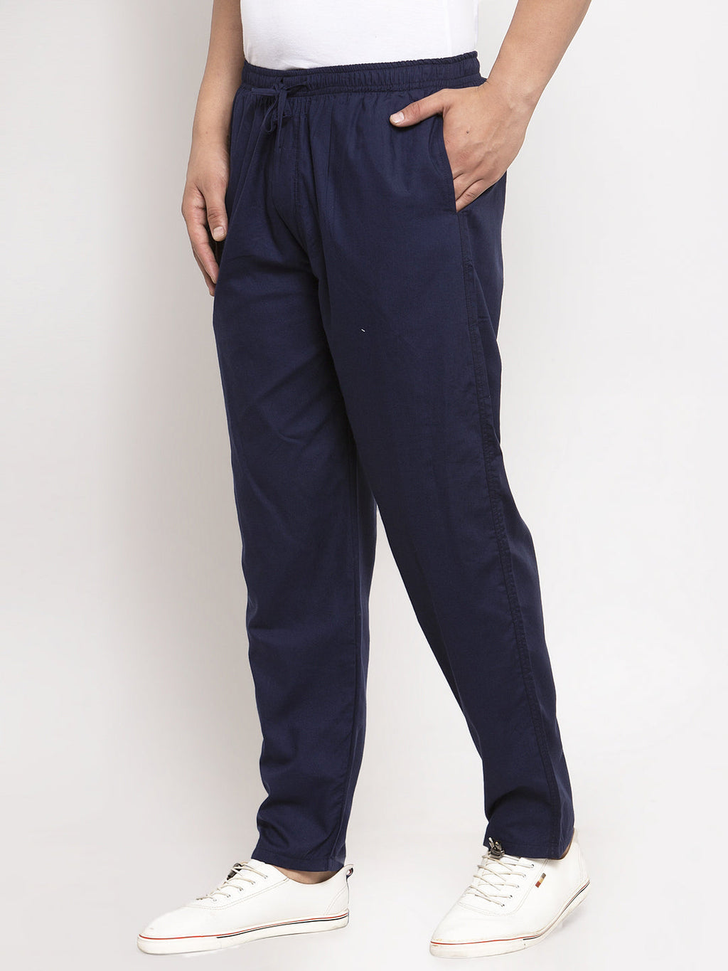 Jainish Men's Navy Blue Solid Cotton Track Pants ( JOG 011Navy ) | Grocsy