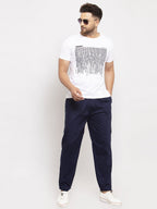 Jainish Men's Navy Blue Solid Cotton Track Pants ( JOG 011Navy ) | Grocsy