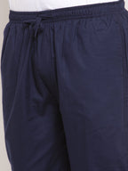 Jainish Men's Navy Blue Solid Cotton Track Pants ( JOG 011Navy ) | Grocsy