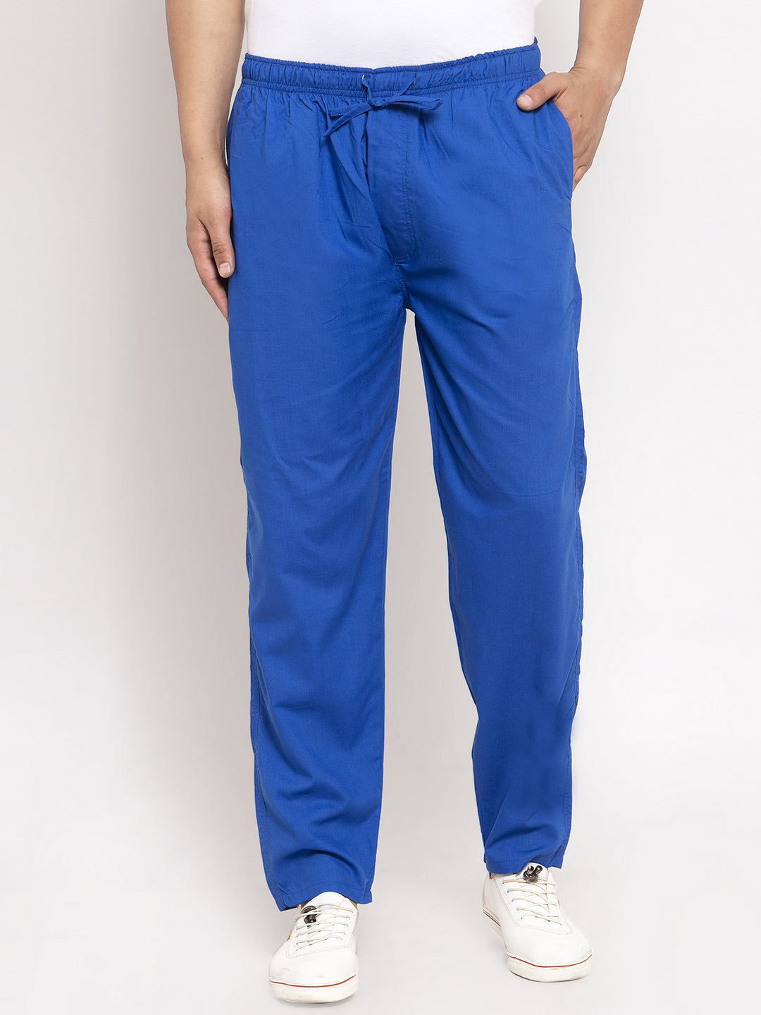 Jainish Men's Blue Solid Cotton Track Pants ( JOG 011Royal-Blue ) | Grocsy