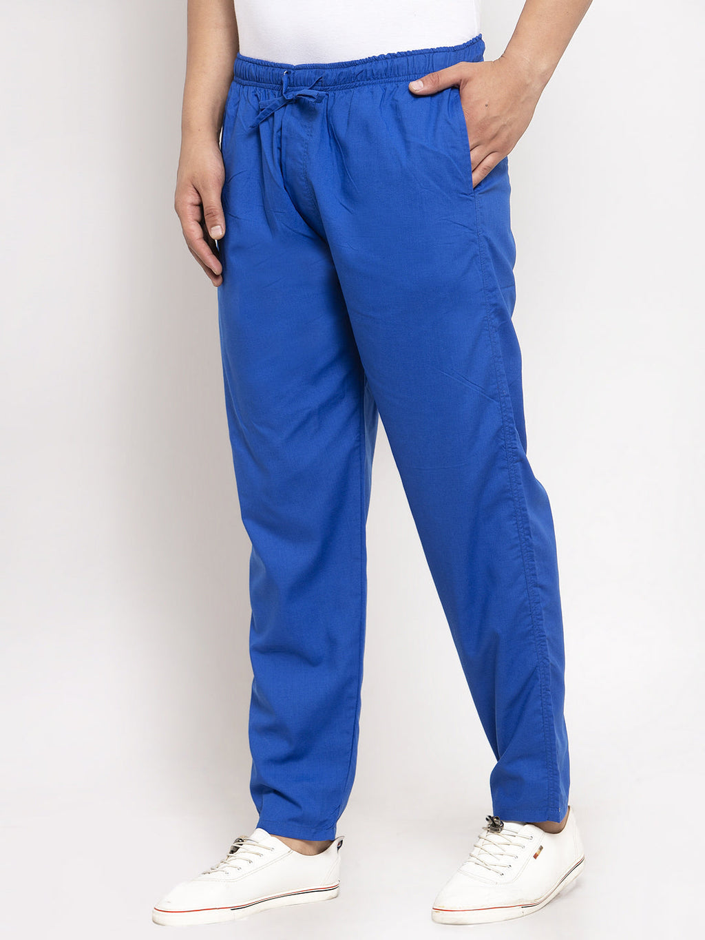 Jainish Men's Blue Solid Cotton Track Pants ( JOG 011Royal-Blue ) | Grocsy