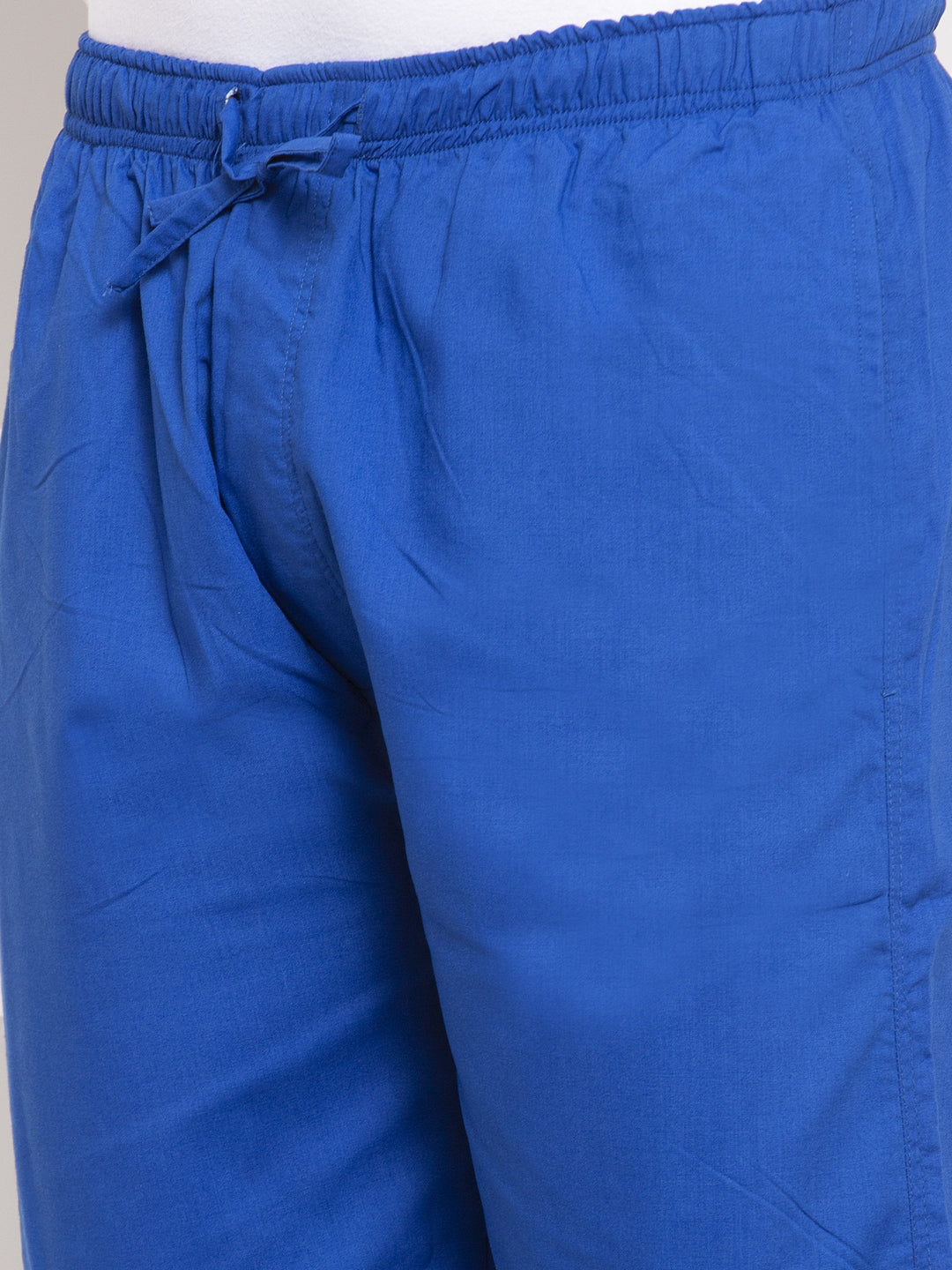 Jainish Men's Blue Solid Cotton Track Pants ( JOG 011Royal-Blue ) | Grocsy