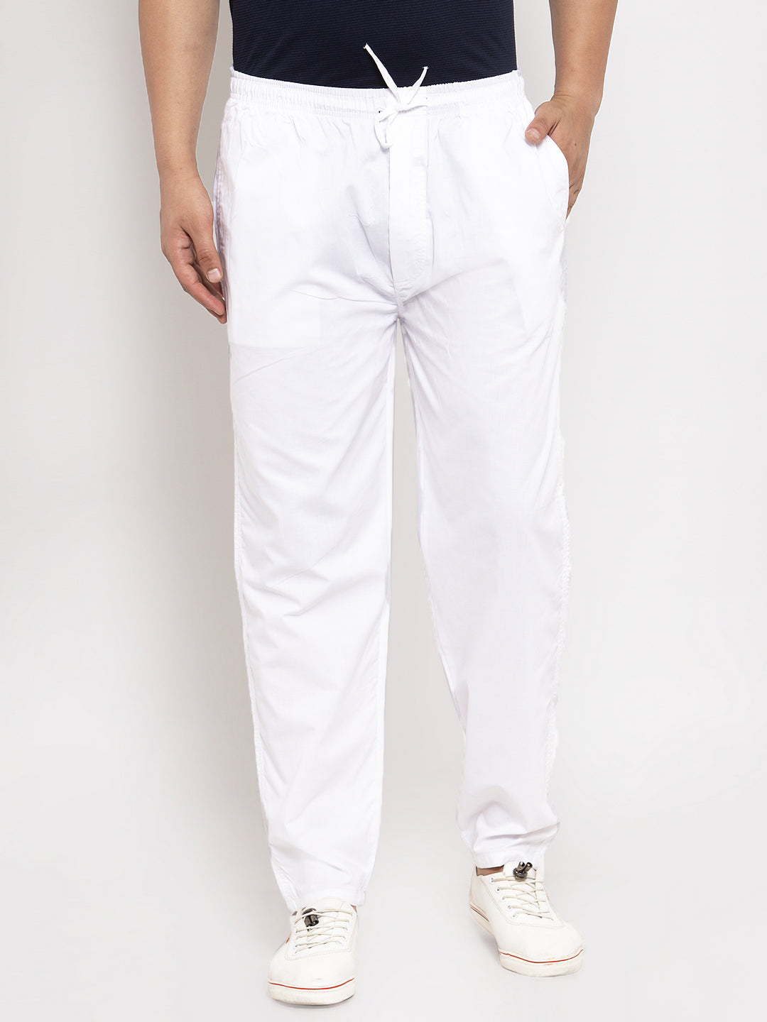 Jainish Men's White Solid Cotton Track Pants ( JOG 011White ) | Grocsy