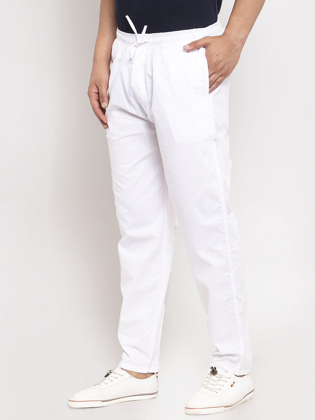 Jainish Men's White Solid Cotton Track Pants ( JOG 011White ) | Grocsy