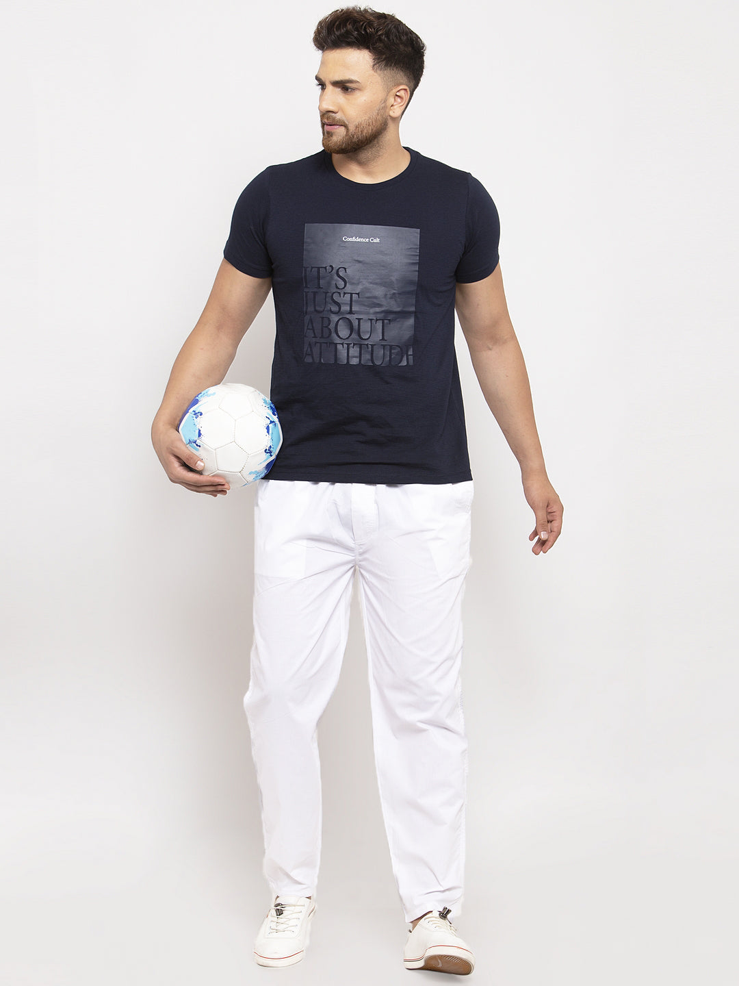 Jainish Men's White Solid Cotton Track Pants ( JOG 011White ) | Grocsy