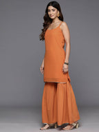Ahalyaa Women's Traditional wear Kurta Set - Orange | Grocsy