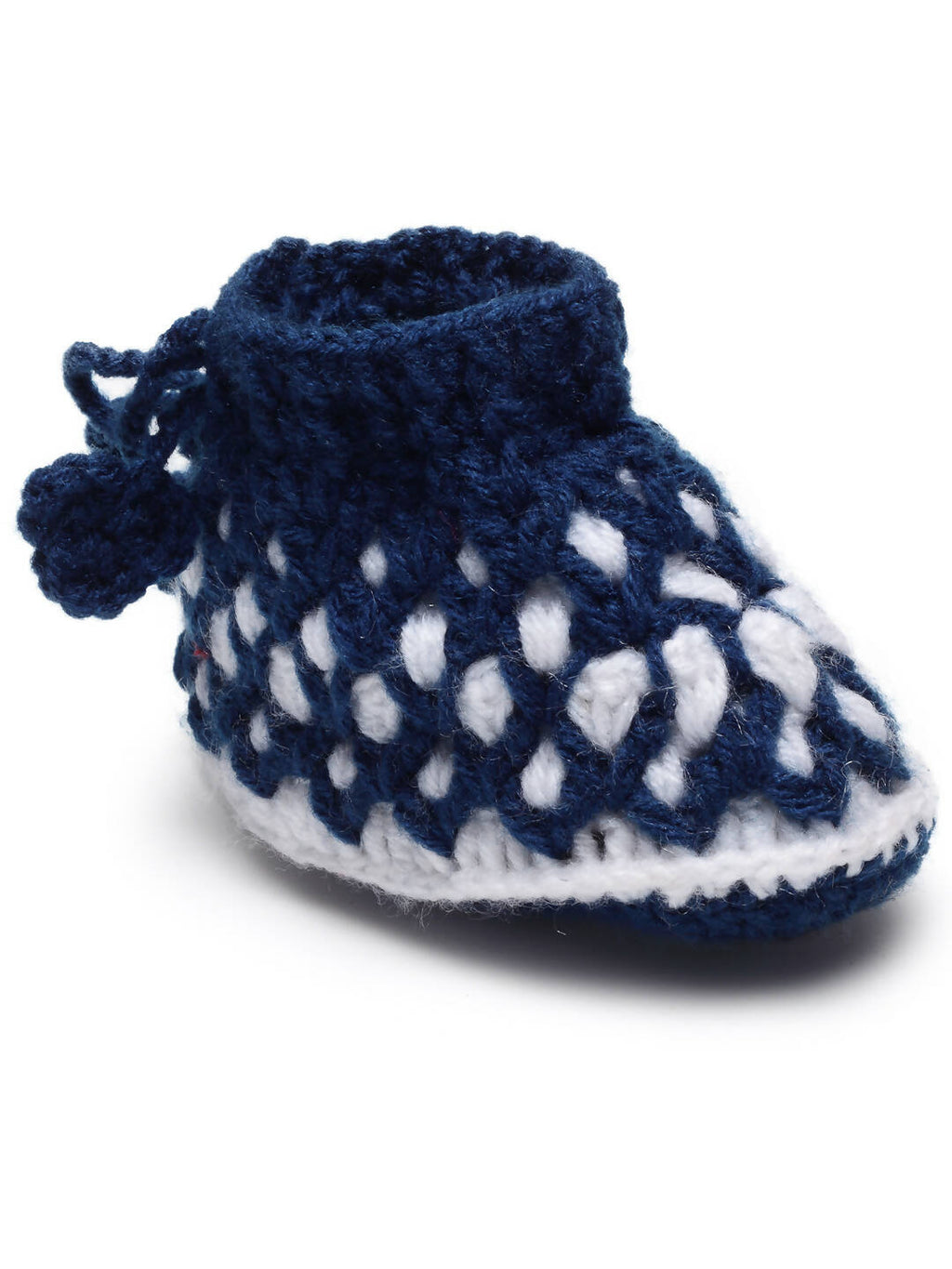 Chutput Kids Woollen Hand Knitted Self Desgin Booties - Blue | Grocsy