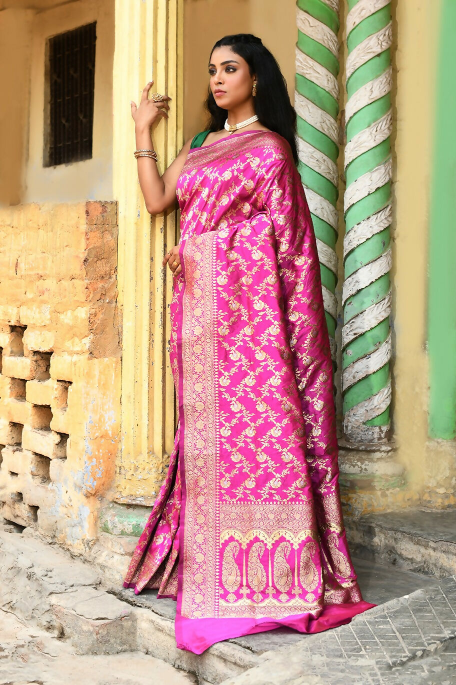 Joban Fashion Pink Soft Pure Handloom Banarasi Silk Saree | Grocsy