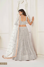 Eilara Glamorous Off White Net With Sequins And Thread Embroidery Real Mirror Work Lehenga Choli For Wedding | Grocsy