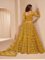 Myra Mustard Yellow Heavy Embroidered Designer Lehenga | Grocsy