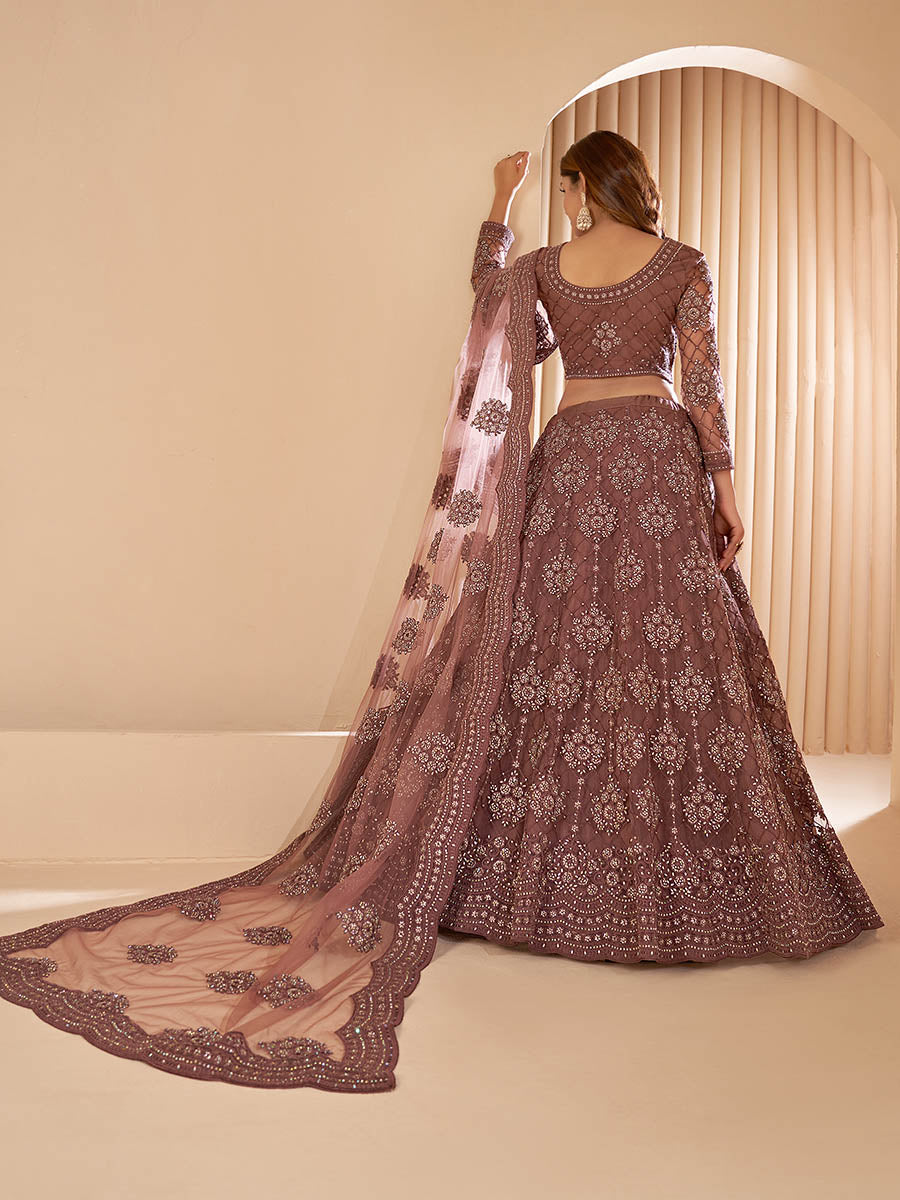 Myra Brown Heavy Embroidered Designer Lehenga | Grocsy
