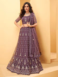 Myra Grape Heavy Embroidered net Designer Lehenga | Grocsy