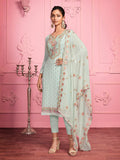Myra Misty Teal Georgette Salwar Kameez | Grocsy