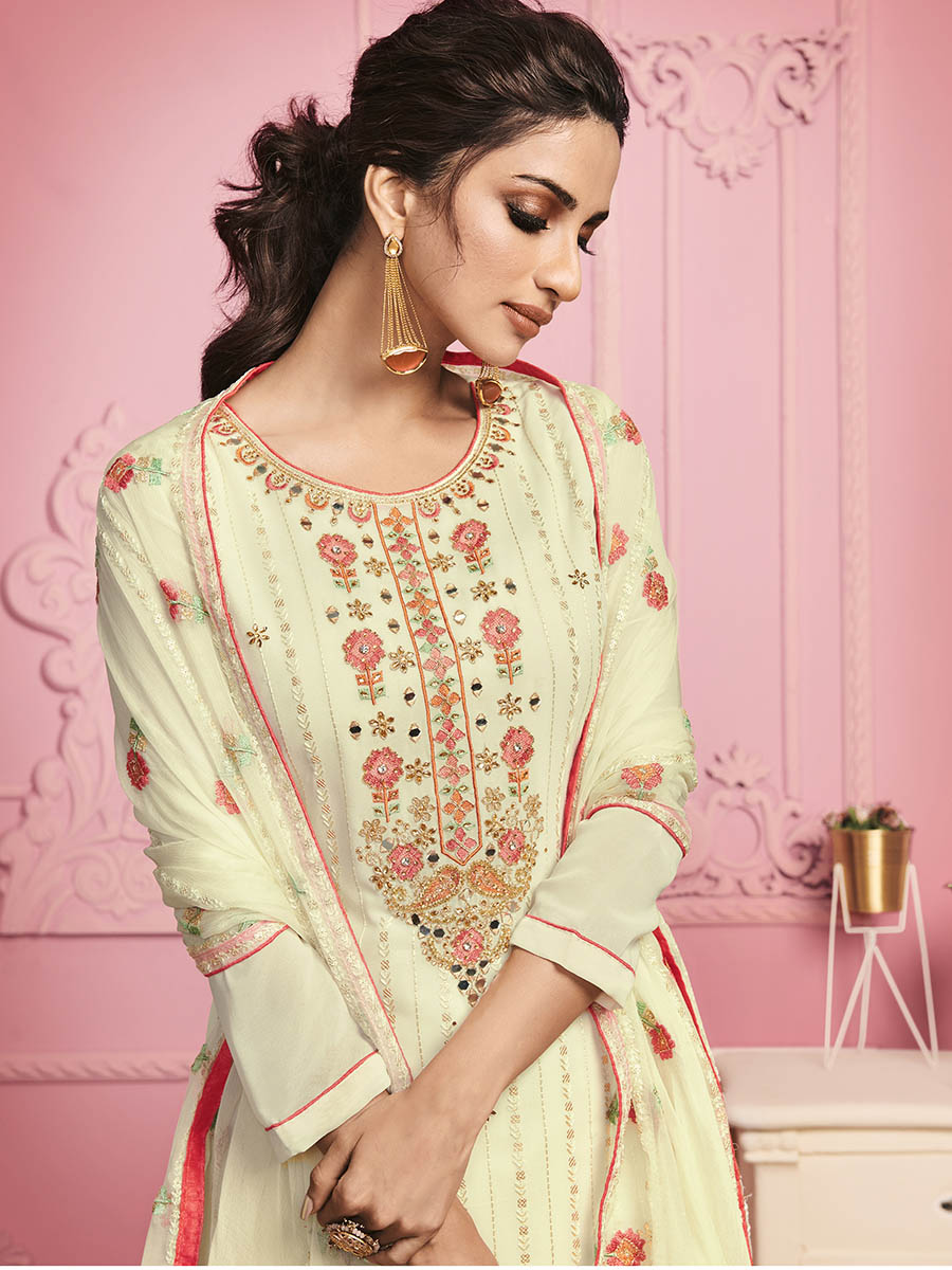 Myra Blush Pink Straight Cut Salwar Kameez | Grocsy