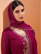 Myra Magenta Heavy Embroidered Sharara Suit | Grocsy