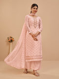 Myra Peach Pure Georgette Embroidered Suit | Grocsy