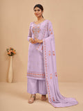 Myra Lovender Pure Georgette Embroidered Suit | Grocsy