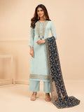 Myra Light Blue Georgette Embroidered Palazzo Suit | Grocsy
