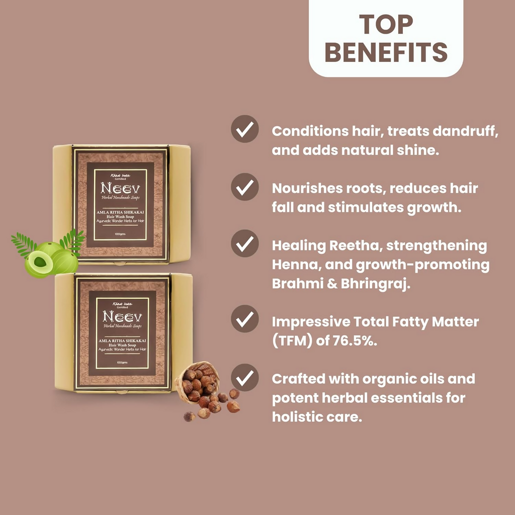Neev Herbal Handmade Soap Amla Ritha Shikakai Hair Wash Ayurvedic | Grocsy