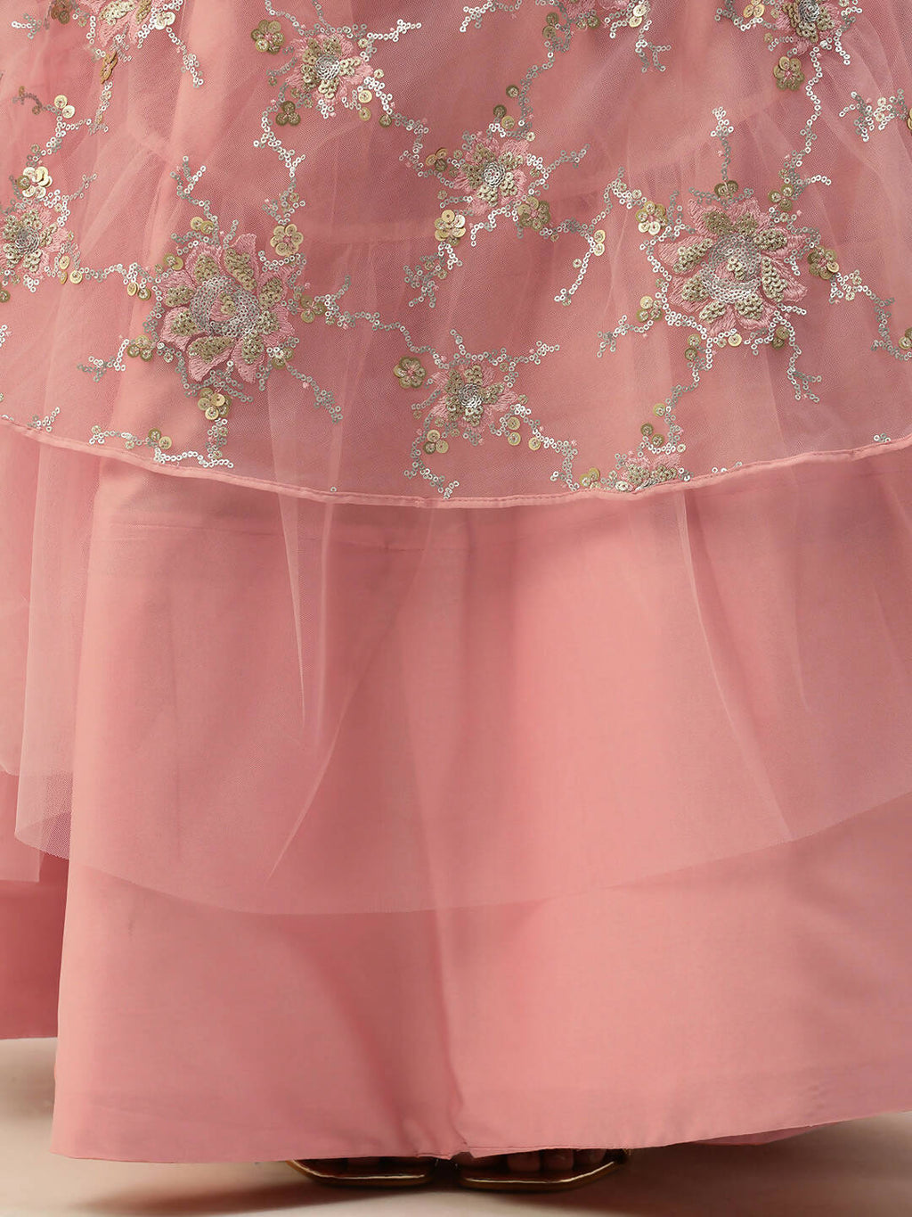 House of Panchhi Pink Net Sequins Embroideried Lehenga | Grocsy
