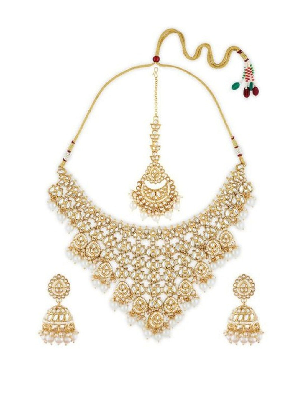 Jewel City Bridal Kundan Gold-Plated Choker Necklace Set with Jhumka Earrings for Women & Girls – Traditional Indian Wedding Jewelry with Pearls | Grocsy