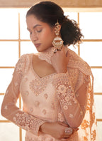 Vegaa Fashion Cream Net Thread Work Wedding Lehenga | Grocsy