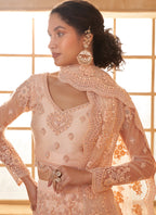 Vegaa Fashion Cream Net Thread Work Wedding Lehenga | Grocsy