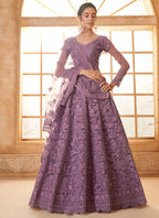 Vegaa Fashion Light Purple Net Thread Work Wedding Lehenga | Grocsy