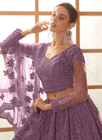 Vegaa Fashion Light Purple Net Thread Work Wedding Lehenga | Grocsy