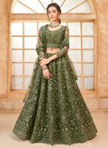 Vegaa Fashion Mehendi Net Thread Work Wedding Lehenga | Grocsy