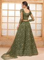 Vegaa Fashion Mehendi Net Thread Work Wedding Lehenga | Grocsy