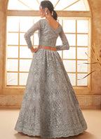 Vegaa Fashion Grey Net Thread Work Wedding Lehenga | Grocsy