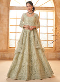 Vegaa Fashion Light Green Net Thread Work Wedding Lehenga | Grocsy