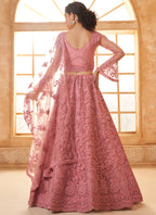 Vegaa Fashion Peach Net Thread Work Wedding Lehenga | Grocsy