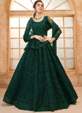Vegaa Fashion Green Net Thread Work Wedding Lehenga | Grocsy