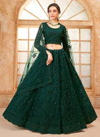Vegaa Fashion Green Net Thread Work Wedding Lehenga | Grocsy