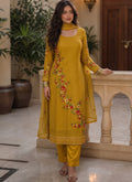 Vegaa Fashion Yellow Embroidered Georgette Straight suit | Grocsy