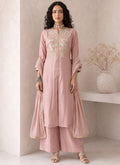 Vegaa Fashion Peach Embroidered Roman silk Salwar Suit | Grocsy