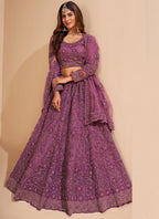 Vegaa Fashion Onion Pink Net Embroidery Designer Lehenga Choli | Grocsy