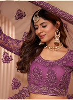 Vegaa Fashion Onion Pink Net Embroidery Designer Lehenga Choli | Grocsy