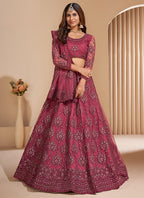 Vegaa Fashion Pink Net Embroidery Designer Lehenga Choli | Grocsy