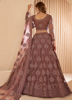 Vegaa Fashion Brown Net Embroidery Designer Lehenga Choli | Grocsy