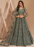 Vegaa Fashion Lime Green Net Embroidery Designer Lehenga Choli | Grocsy